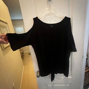 Sanctuary Black Cold Shoulder Tie-Front Top